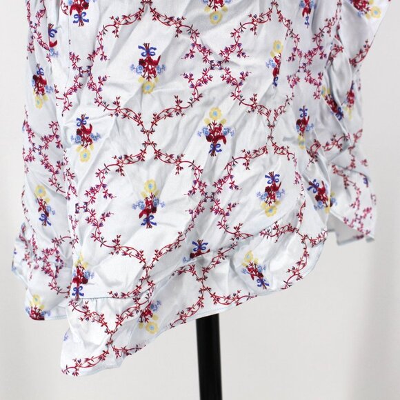 Hill House Home Nima Silk Floral Wrap Silver Mini V-Neck Dress Robe XS X-Small - Picture 5 of 9